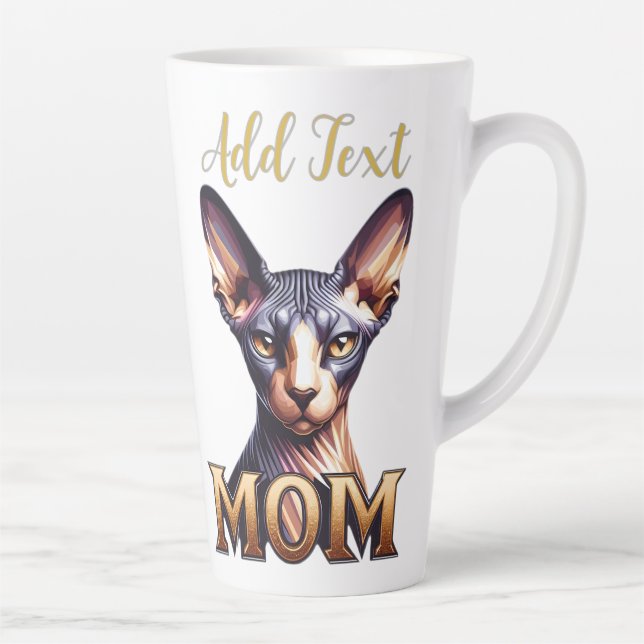 Custom Name Sphynx Cat Mum Personalised  Latte Mug (Right)