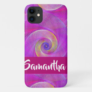 Custom name spiral nets purple iPhone 11 case