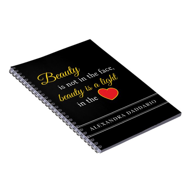Custom Name Spiral Notebook with Beauty Slogan (Right Side)