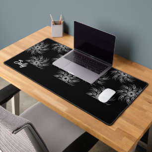 Custom name spirals on black desk mat