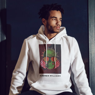 Custom Name Spooky Gothic Skeleton Graphic Skull Hoodie