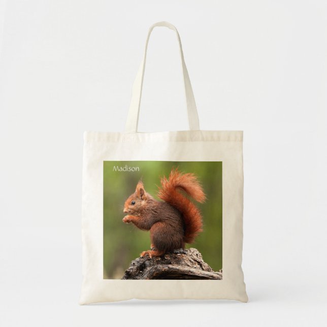 Custom Name Squirrel Tote Bag (Front)
