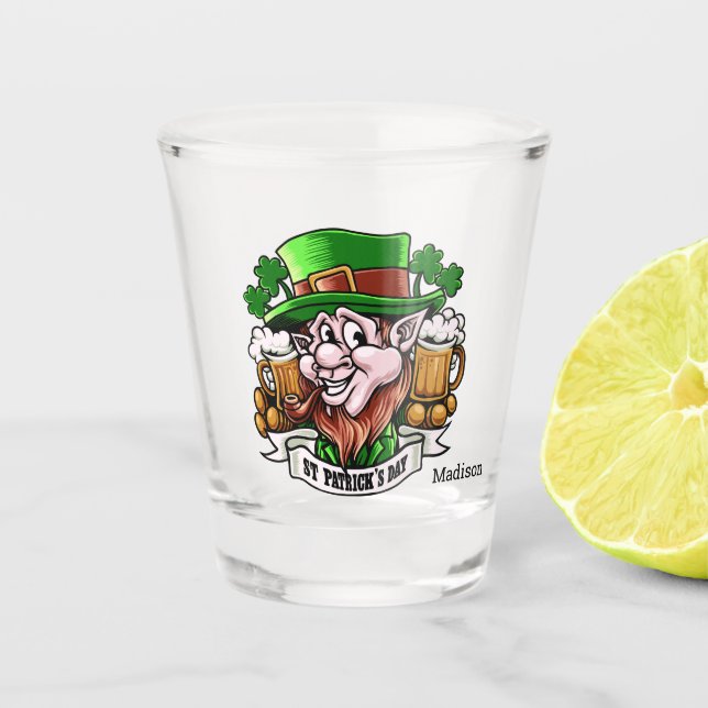 Custom name St. Patrick’s Day shot glass (Front)