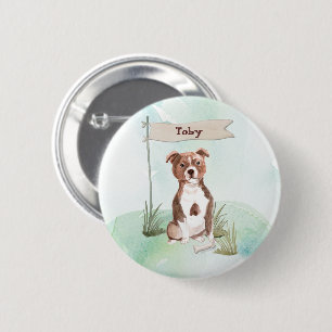 Custom Name Staffordshire Bull Terrier Pet Dog 6 Cm Round Badge