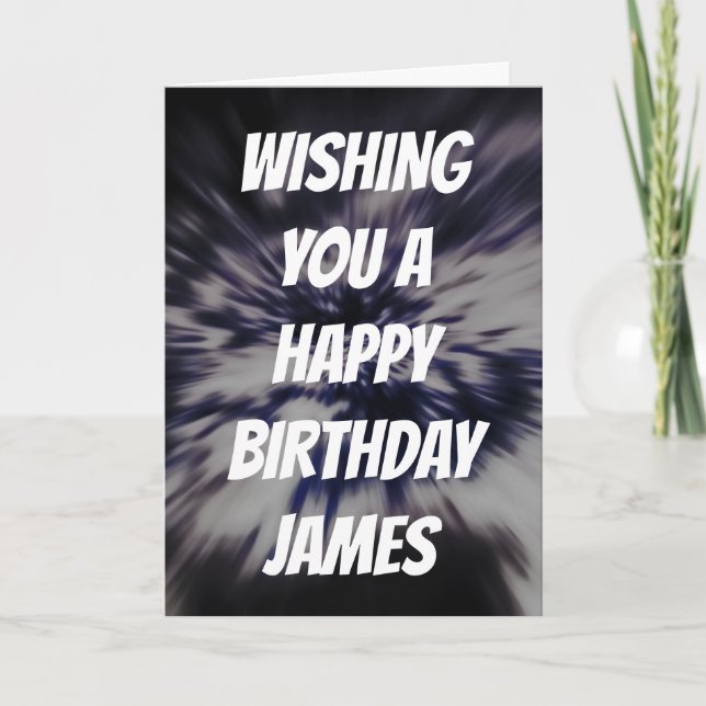 Custom Name Star Explosion Birthday Card (Front)