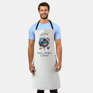 Custom Name Stars Stripes and Sizzle Patriotic   Apron