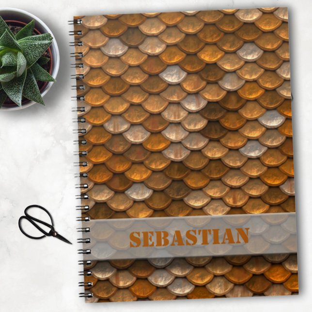 Custom Name Steampunk Metallic Bronze Scales Notebook (Creator Uploaded)