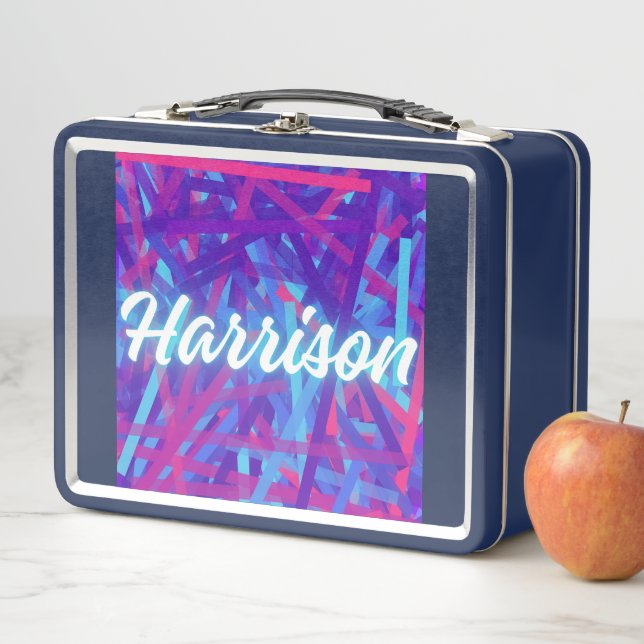 Custom Name Sticker – Harrison – Personalized Labe Metal Lunch Box (In Situ)