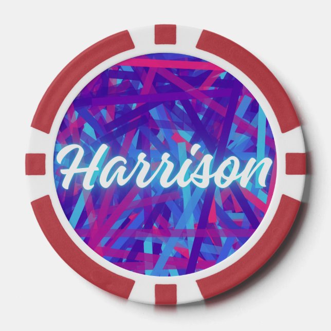 Custom Name Sticker – Harrison – Personalized Labe Poker Chips (Front)