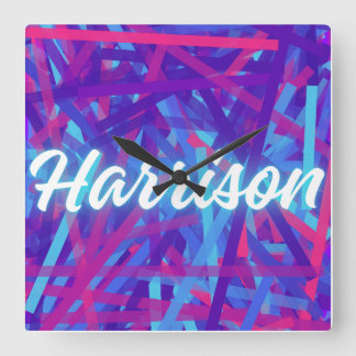 Custom Name Sticker – Harrison – Personalized Labe Square Wall Clock