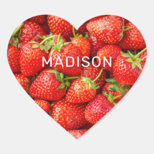 Custom Name Strawberries Heart Sticker