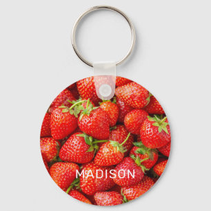 Custom Name Strawberries Key Ring