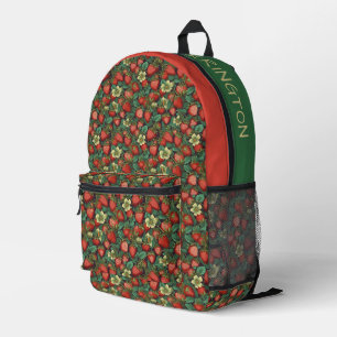 Custom Name Strawberries Pattern Printed Backpack