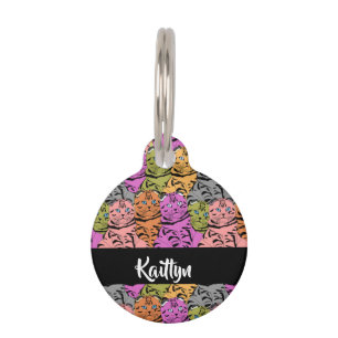 Custom name stripe kitties pet tag