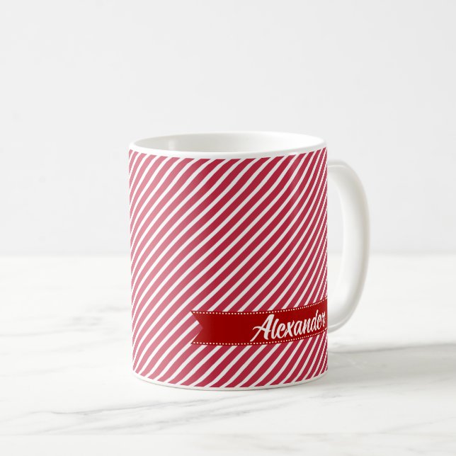 Custom Name Stripe Pattern Christmas Gift Mugs (Front Right)