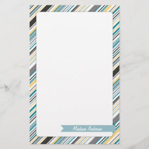 Custom Name Stripe Stationery