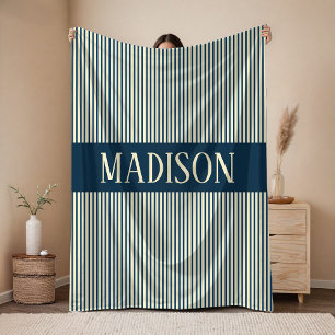 Custom Name Stripes Blanket Baby Shower Gift
