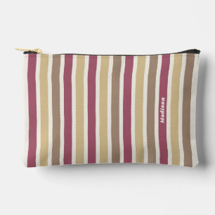 Custom Name Stripes Pattern Accessory Pouch