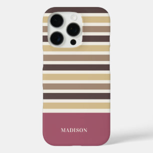Custom Name Stripes Pattern iPhone 16 Pro Case