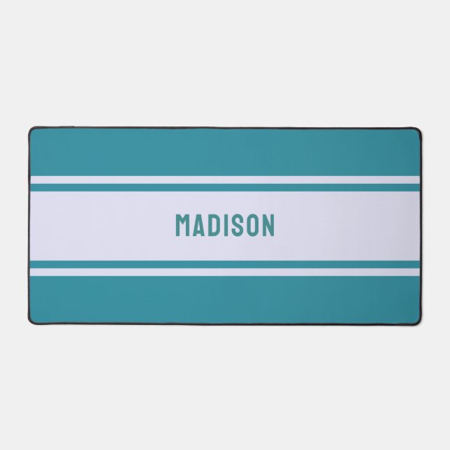 Custom Name Stripes Pattern Desk Mat (Front)