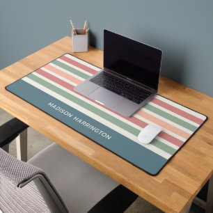 Custom Name Stripes Pattern Desk Mat