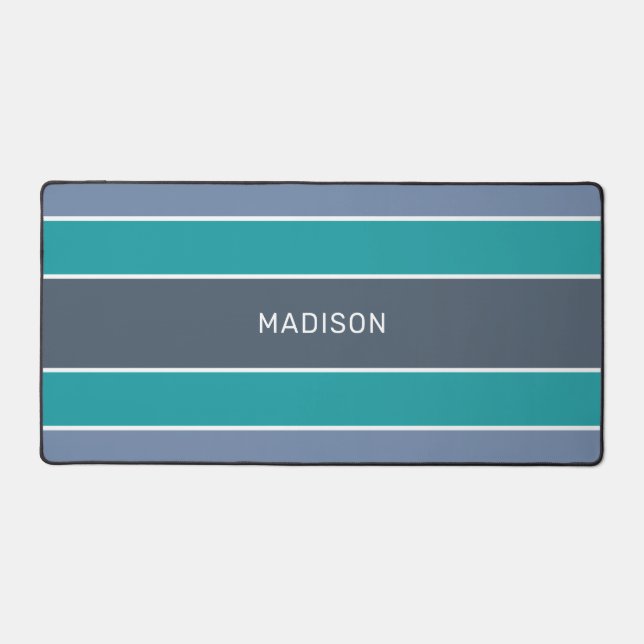 Custom Name Stripes Pattern Desk Mat (Front)