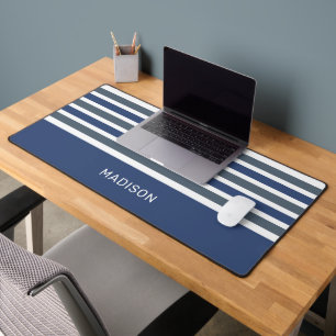 Custom Name Stripes Pattern Desk Mat
