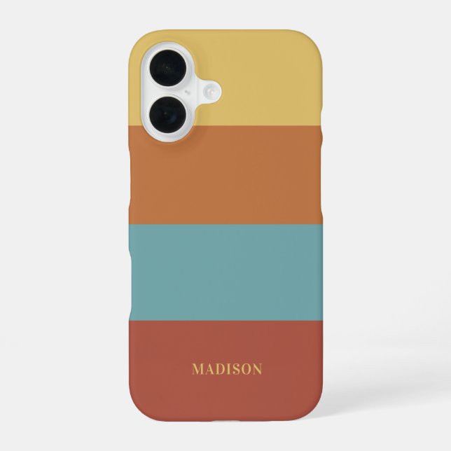 Custom Name Stripes Pattern iPhone 16 Case (Back)