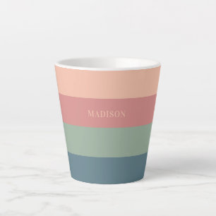 Custom Name Stripes Pattern Latte Mug