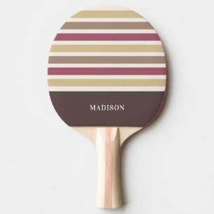 Custom Name Stripes Pattern Ping Pong Paddle