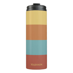 Custom Name Stripes Pattern Thermal Tumbler