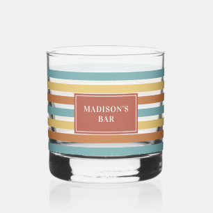 Custom Name Stripes Pattern Whiskey Glass
