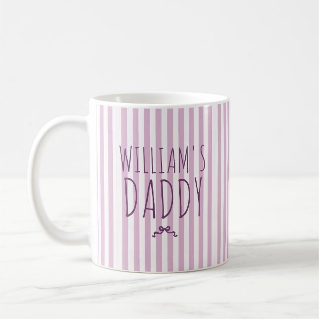 Custom Name Stripes Pattern With Bow Coffee Mug (Left)