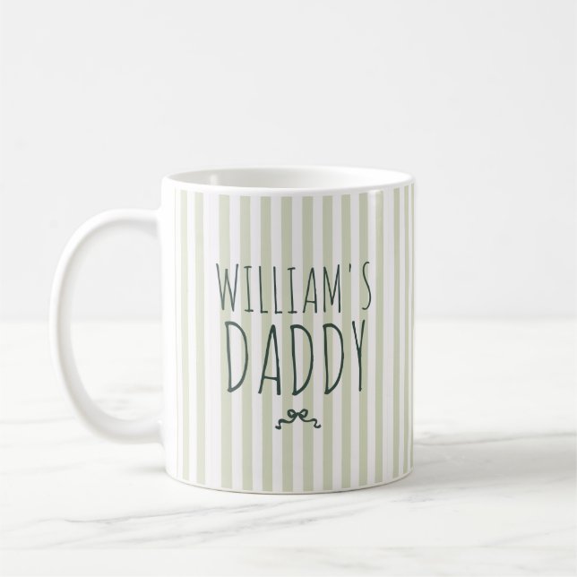 Custom Name Stripes Pattern With Bow Coffee Mug (Left)