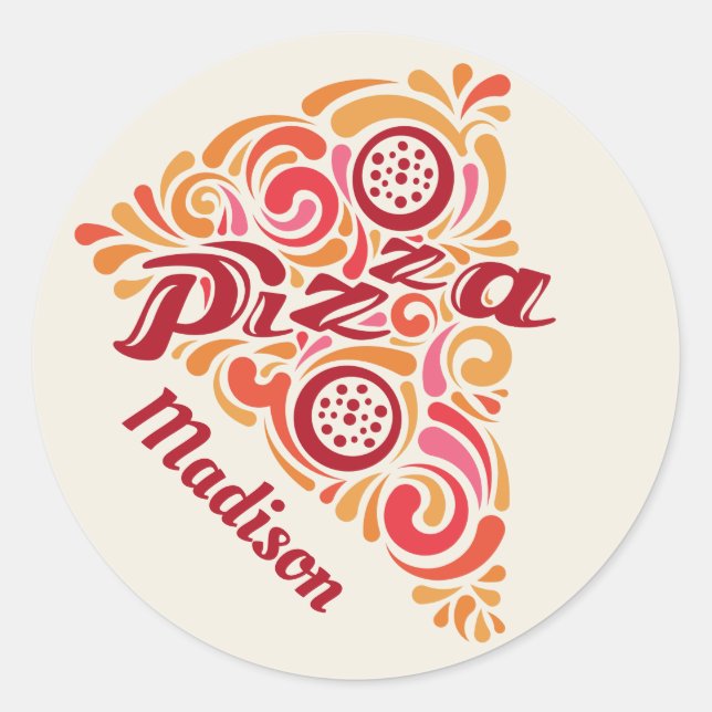 Custom Name Stylised Pizza stickers (Front)