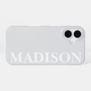 Custom Name Stylish Modern Minimal lightGrey Color iPhone 16 Case