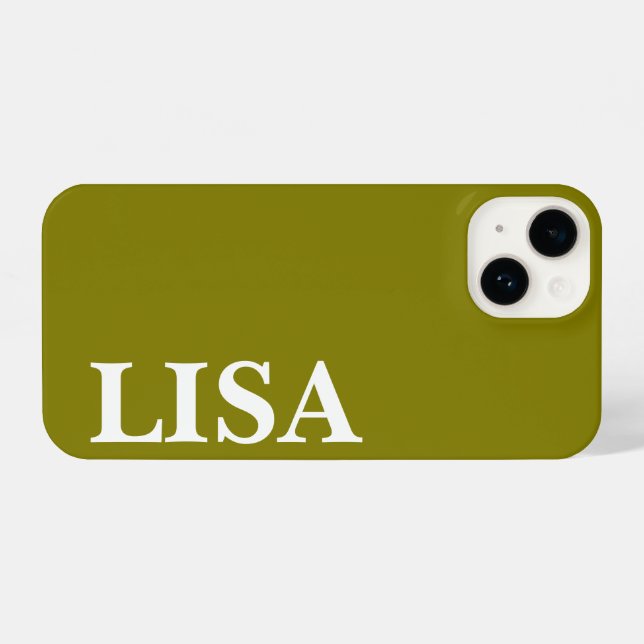 CUSTOM NAME STYLISH MODERN MINIMAL MONOGRAM OLIVE iPhone CASE (Back Horizontal)