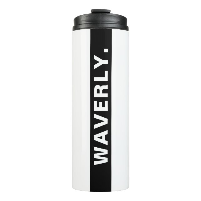 Custom Name Stylish White Thermal Tumbler Drinkwar (Front)
