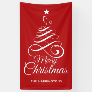 Custom name Stylized Christmas Tree banner