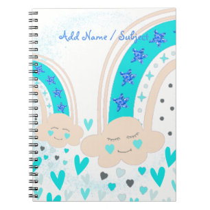 Custom Name/Subject Cute Rainbow & Hearts Notebook
