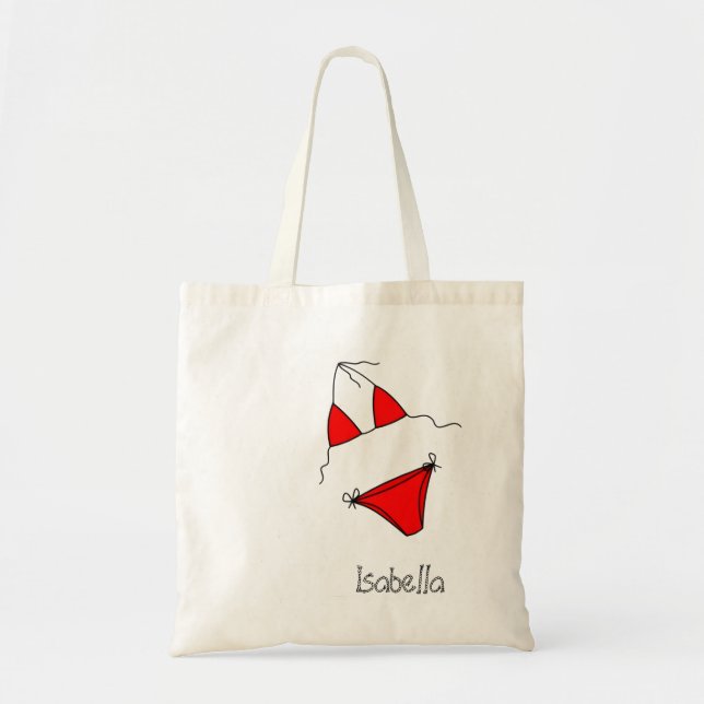 Custom Name Summer Beach Bag Minimal Line Art (Front)
