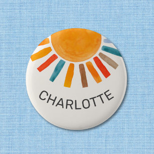 Custom Name Sun 6 Cm Round Badge