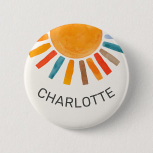 Custom Name Sun 6 Cm Round Badge