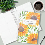 Custom Name Sunflower 2023  Planner<br><div class="desc">This unique Planner is decorated with yellow watercolor sunflowers and green leaves are on a white background. 
Easily customisable with your name and year.
Because we create our artwork you won't find this exact image from other designers.
Original Watercolor © Michele Davies.</div>