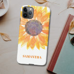 Custom Name Sunflower Floral iPhone 11Pro Max Case<br><div class="desc">This floral phone case is decorated with a yellow watercolor sunflower.
Easily customisable with your name or monogram.
Use the Design Tool to change the text size,  style,  or colour.
Because we create our artwork you won't find this exact image from other designers.
Original Watercolor © Michele Davies.</div>