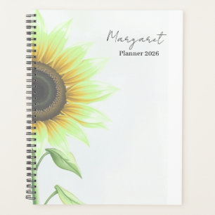 Custom Name Sunflower Floral Planner 2026