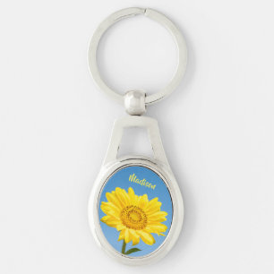 Custom name Sunflower Key Ring