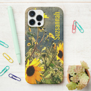 Custom Name Sunflower Photo Vintage Texture  iPhone 12 Pro Max Case