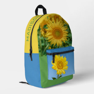 Custom Name Sunflower Printed Backpack
