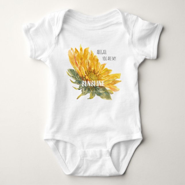 Custom Name Sunflower You are My Sunshine Baby Bodysuit (Front)